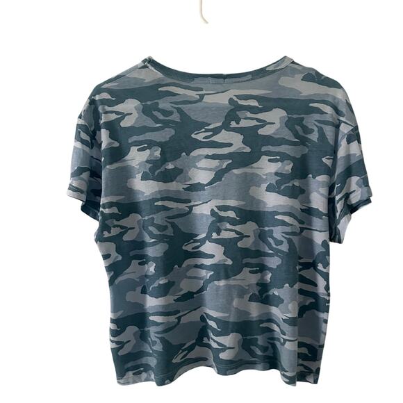 Monrow Women's Blue Camo Camouflage Cropped Short Sleeve Tee T-Shirt S Small - Picture 5 of 7